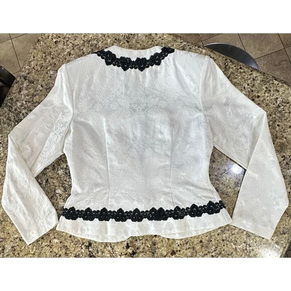 Nah Nah Collections by Jonathan Tait VTG 80’s Brocade Lace Trim Blazer Size 12 - Picture 4 of 16